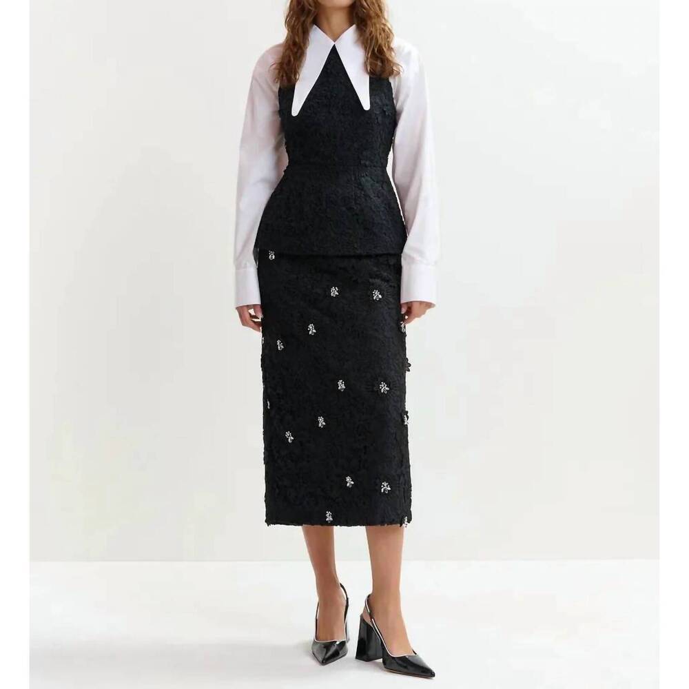 NEW ESSENTIEL ANTWERP jourget lace skirt in black
